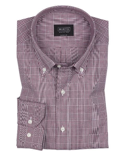 Camisa Hombre Mirto Casual Cuadros Granate